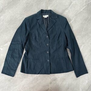 Women’s Nine West Linen Long Sleeve Button Down Blazer Jacket Size 10